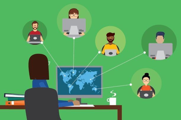 Image showing teacher communicating with students online